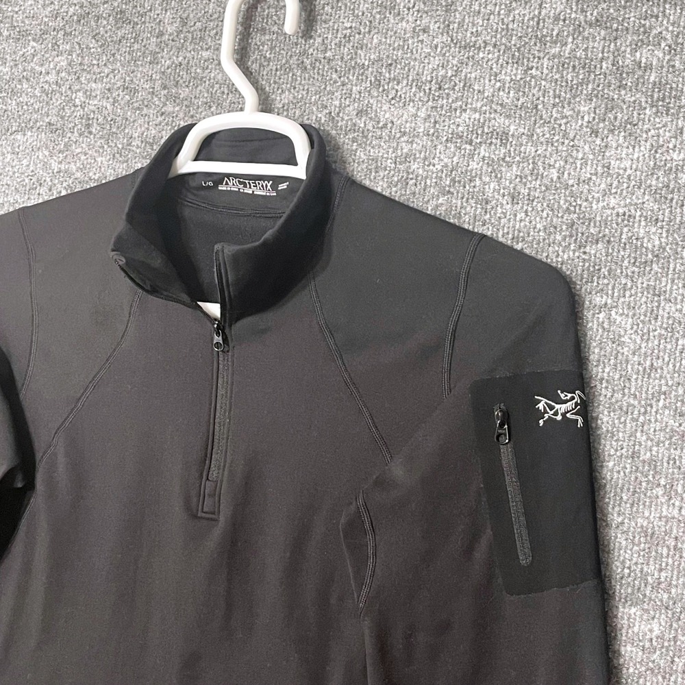 Arcteryx Womens Rho L/G 1/4 Zip Base Layer Top Black Performance Hiking Outdoors